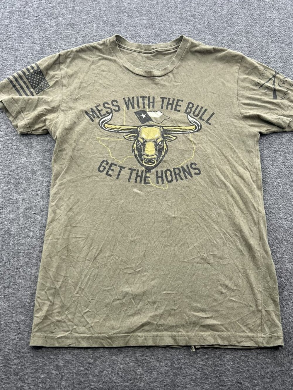 Grunt Style Texas Bull T Shirt Mens S Military Veteran American Tactical *FLAWS